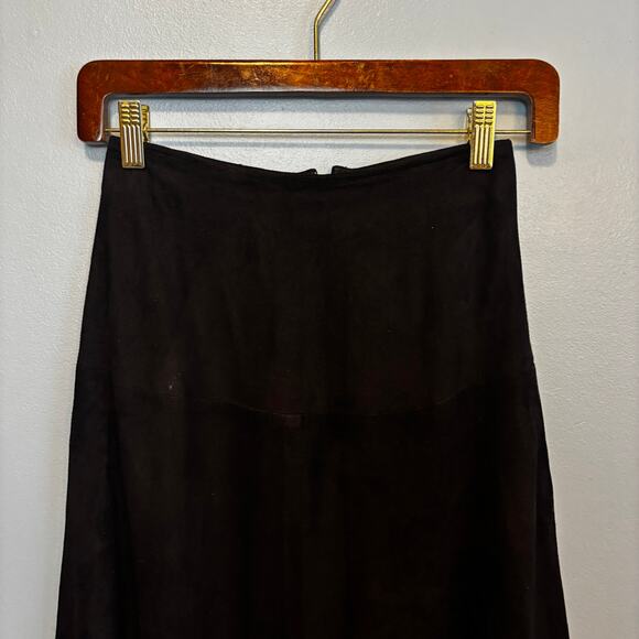 Alicia Herrera Saks Fifth Avenue Suede Leather Black Skirt ALine 4 Dark Academia - Picture 3 of 9
